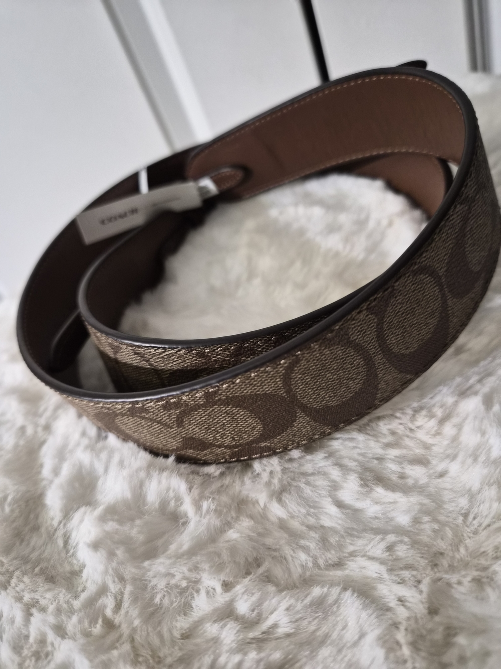 COACH Brown Signature Canvas Bag Strap - Picture 6 of 9